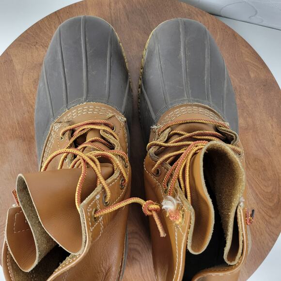 Vintage LL Bean Boots Mens 13 Brown Tan Leather Maine Hunting Duck Boot 8" Ankle - Picture 12 of 16